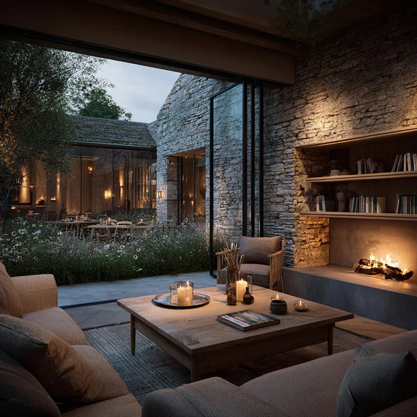 lounge with fireplace