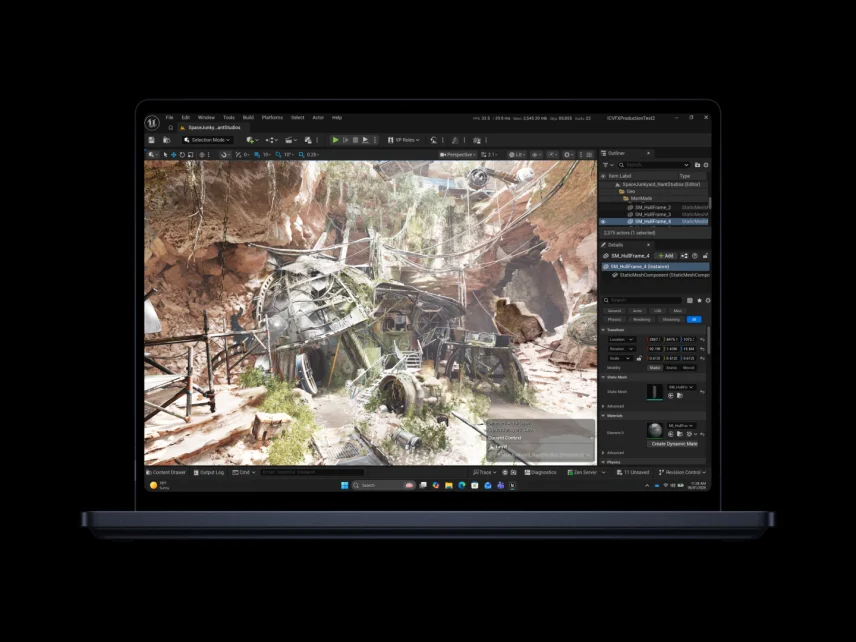 微软产品示意图：Surface Laptop Ultra上运行Unreal Engine