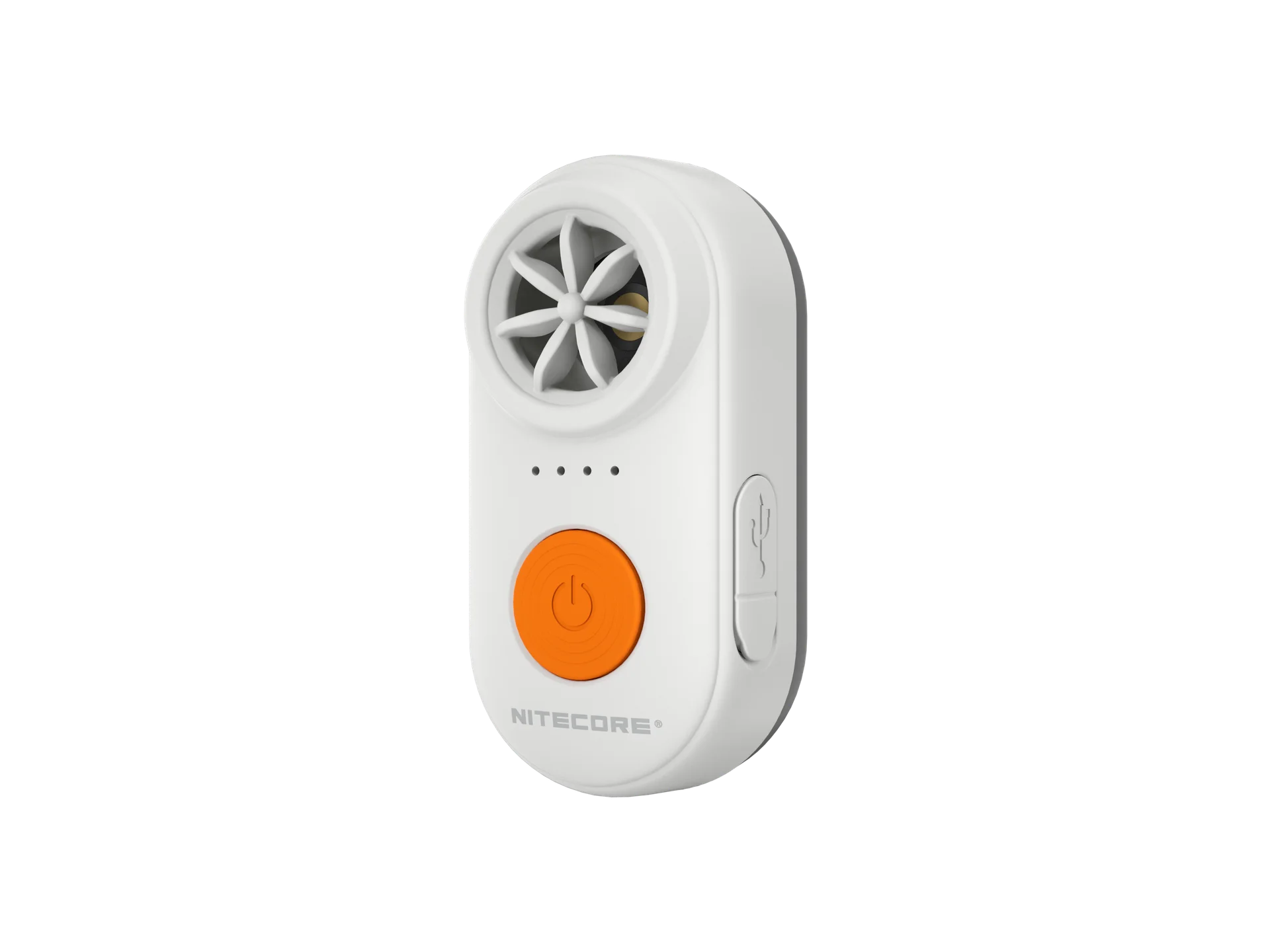 NITECORE NWE10 电子哨正面，显示电源键、电量指示灯和声音出口